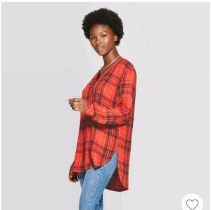 Plaid Long Sleeve Tunic Universal Thread